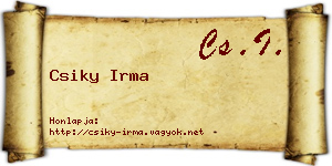 Csiky Irma névjegykártya